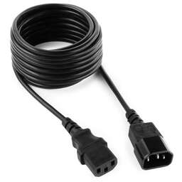 CABLEXPERT (612) PC-189-15, C13-C14, 3x0.5мм2, 6А, с заземлением, 4.5м, черный, пакет