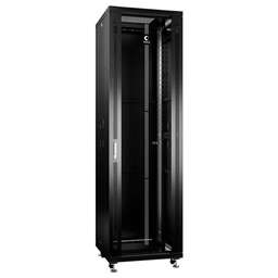 CABEUS Шкаф коммутационный (SH-05C-42U60/60-BK) напольный 42U 600x600мм пер.дв.стекл металл 800кг черный 500мм 90кг 2055мм IP20 сталь