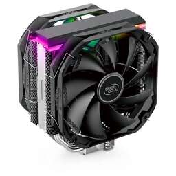 DEEPCOOL Вентилятор AS500 PLUS RTL {6} (727071) (Height 164mm, 6mm x 5pcs, Fan 140mm*2, 500;1200RPM ±10%, < 29.2 dB(A), 4-pin PWM, TDP 220W, Screw, Socket AMD AM4, Intel LGA 2066/2011-v3/2011/1700/1200/115x) {8}