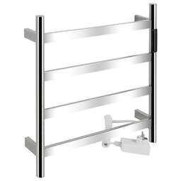 KRAFTTE - Полотенцесушитель электрический, 475 х 505 х 90 мм, лесенка 4 перекладины, 75 Вт, из нержавеющей стали, сенсорное управление с таймером до 24 часов, цвет ХРОМ. 44042