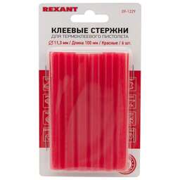 REXANT Стержни клеевые Ø11мм, 100мм, красные (6 шт/уп), блистер