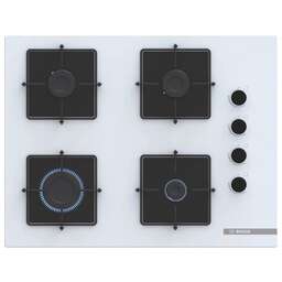 BOSCH Газовая варочная панель POP7C2P30O, 4 конфорки, закаленное стекло, белый