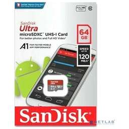 SANDISK Micro SecureDigital 64GB Ultra Class 10, UHS-I, R 140 МБ/с, <SDSQUAB-064G-GN6MN> без адаптера SD
