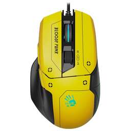 A4TECH Мышь проводная Bloody W70 Max Punk, игровая, оптическая, USB, 10000dpi, желтый и черный