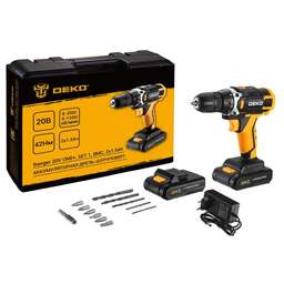 DEKO Аккумуляторная дрель-шуруповерт Banger 20V ONE+ SET1 в кейсе, 2х1.5Ач