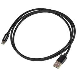 NONAME Кабель Lightning (m) - USB (m), 1м, в оплетке, 2.4A, черный