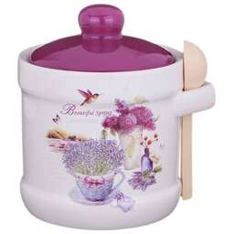 AGNESS САХАРНИЦА С ЛОЖКОЙ "ЛАВАНДОВАЯ ВЕСНА" 10*9,5 СМ 300 МЛ (КОР=36ШТ.) 358-1109