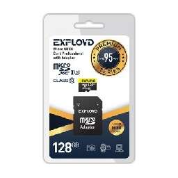 EXPLOYD MicroSDXC 128GB Class10 + адаптер SD (95MB/s) [EX128GCSDXC10UHS-1-ElU3]