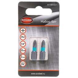 AV STEEL (AV-881221) PH2x25мм S2 2шт в блистере