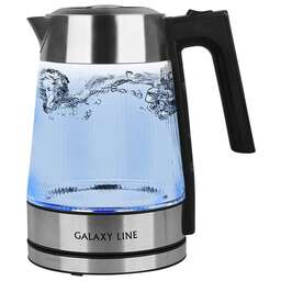 GALAXY LINE Чайник электрический GL 0564, черный, стекло, 2200 Вт, 1,8 л, корпус из термостойкого стекла, LED-подсветка, съемная крышка для удобства очистки и наполнения, нейлоновый фильтр, защита от перегрева, автоотключение, шкала уровня воды