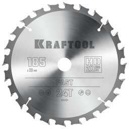 KRAFTOOL Fast, 185 х 20 мм, 24Т, пильный диск по дереву (36950-185-20)