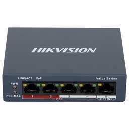 HIKVISION Коммутатор DS-3E0105P-E/M(B) 4x100Мбит/с 4PoE+ 35W неуправляемый