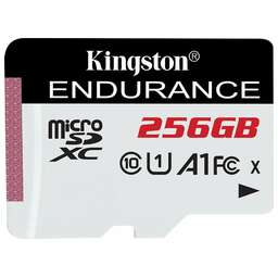 KINGSTON Карта памяти microSDXC UHS-I U1 High Endurance 256 ГБ, 95 МБ/с, Class 10, SDCE/256GB, 1 шт., без адаптера