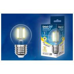 UNIEL (UL-00002868) LED-G45-5W/WW/E27/CL/DIM GLA01TR