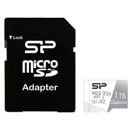 SILICON POWER Карта памяти microSDXC UHS-I U3 Superior 1024 ГБ, 100 МБ/с, Class 10, SP001TBSTXDA2V20SP, 1 шт., переходник SD