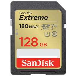 SANDISK Карта памяти Extreme SD UHS I 128GB Card for 4K Video for DSLR and Mirrorless Cameras 180MB/s Read & 90MB/s Write