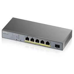 ZYXEL Коммутатор GS1350-6HP-EU0101F (L2) 5x1Гбит/с 1SFP 4PoE+ 1PoE++ 60W управляемый