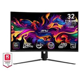 MSI 31.5" Монитор MPG 321CURX QD-OLED, 3840x2160, QD OLED, 240Гц, 2хHDMI, 1хDP, изогнутый, черный [9s6-3dd64t-003]