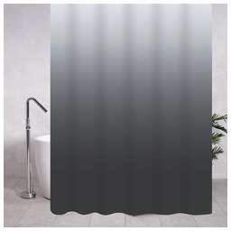 САНАКС 06-02 Штора однотонная, серый переход, матовая, в ванную комнату, с кольцами, PEVA, 180 х 180 см.