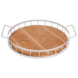 AGNESS ПОДНОС ИЗ ДЕРЕВА С МЕТАЛЛИЧЕСКИМИ РУЧКАМИ 40*35*7СМ ЦВЕТ БЕЖЕВЫЙ ( КОР=8ШТ) 917-133
