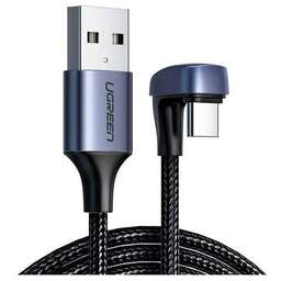 UGREEN Кабель US311, USB Type-C (m) - USB (m), 2м, в оплетке, 3A, черный [70315]