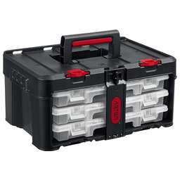 KETER STACKNROLL, 481 х 332 х 233 мм, (19″), пластиковый ящик с 3 органайзерами и 18 ячейками (38406)