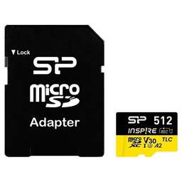 SILICON POWER Карта памяти microSDXC UHS-I U3 Inspire 512 ГБ, 170 МБ/с, Class 10, SP512GBSTXLA2V1NSP, 1 шт., с адаптером
