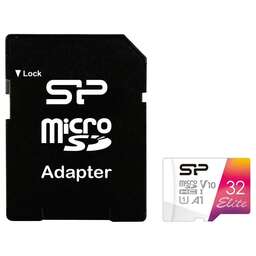 SILICON POWER Карта памяти microSDHC UHS-I U1 Elite 32 ГБ, 100 МБ/с, Class 10, SP032GBSTHBV1V20SP, 1 шт., переходник SD