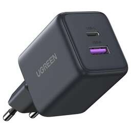 UGREEN Сетевое зарядное устройство X516 (65014) 30W 2-Port USB-C&USB-A GaN Fast Charger EU. Цвет: черный