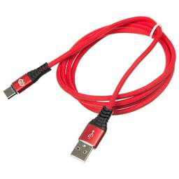 DIGMA Кабель USB Type-C (m) - USB (m), 1.2м, в оплетке, 2A, красный [type-c-1.2m-braided-r]