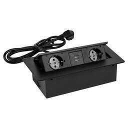 PREMIER Сетевой разветвитель PX/BL-HOR-2R-2USB-BLK 1.8м (2 розетки) черный (коробка)