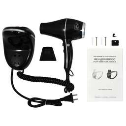 PUFF Фен для волос настенный " -1800ВlB", черный, 1,8 кВт, с розеткой