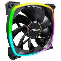 MONTECH Вентилятор RX140 Reverse, 140мм, 4-pin, 1600об/мин, 27.9 дБ, ARGB, черный, Ret [rx140 pwm black]