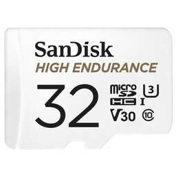 SANDISK Карта памяти microSDHC UHS-I U3 High Endurance 32 ГБ, 100 МБ/с, Class 10, SDSQQNR-032G-GN6IA, 1 шт., переходник SD