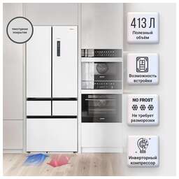 TESLER Холодильник двухкамерный RFD-427BI Full No Frost, French Door, инверторный белый