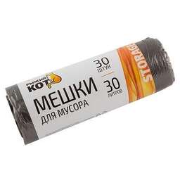 РЫЖИЙ КОТ Мешки д/мусора 30л (30шт./рул.), ПНД, черные (003930)