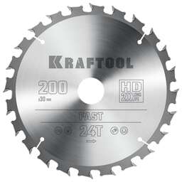 KRAFTOOL Fast, 200 х 30 мм, 24Т, пильный диск по дереву (36950-200-30)