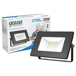 GAUSS Прожектор уличный Elementary 613100330 светодиодный 30Втчерный