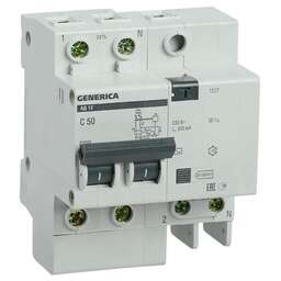 IEK Выключатель автом. дифф. тока MAD15-2-050-C-300 АД12 Generica 50A тип C 4.5kA 300мА AC 2П 230В 4мод серый (упак.:1шт)