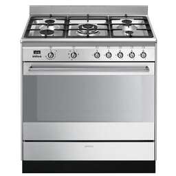SMEG Газовая плита SUK91MFX9, электрическая духовка, без крышки, чугун, нержавеющая сталь