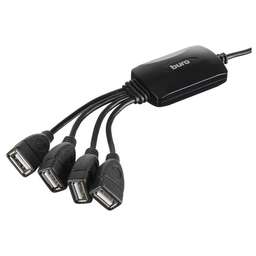BURO Разветвитель USB 2.0 BU-HUB4-0.3-U2.0-Splitter 4порт. черный