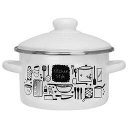ЭМАЛЬ Кастрюля эмал цил Kitchen 2,0л мет/об