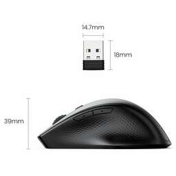 UGREEN Мышка компьютерная беспроводная MU101 (90395) Ergonomic Contoured-Shape Design Wireless Mouse. Цвет: черный