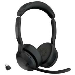 JABRA Гарнитура Evolve2 55, Link380c MS Stereo, для компьютера/мобильных устройств, накладные, Bluetooth, черный [25599-999-899]