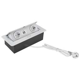 CACTUS Розетка CS-SOCKET-EU/USBA-WH для столешницы 26.5x11.8x6.5см белый