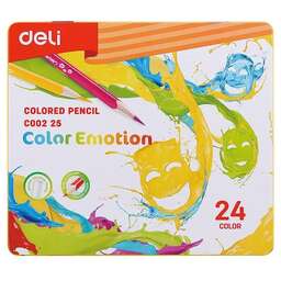 DELI Карандаши Color Emotion EC00225 EC00225, трехгранный, липа, 24 цв., коробка металлическая, 24