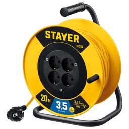 STAYER M-315, ПВС, 3 x 1.5 мм2, 20 м, 3500 Вт, силовой удлинитель на катушке (55078-20)