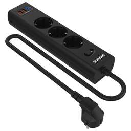 PHILIPS Сетевой фильтр CHP4336BA/51 2м (3 розетки) черный (коробка)