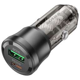 BOROFONE (6941991106965) BZ25 1USB+1Type-C 3.0A PD38W , Transparent Black