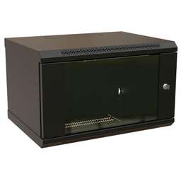 WRLINE Шкаф коммутационный (WR-TW-0966-GP-RAL9004) настенный 9U 600x600мм пер.дв.стекл 2 бок.пан. направл.под винты 60кг черный 500мм 500мм IP20 сталь